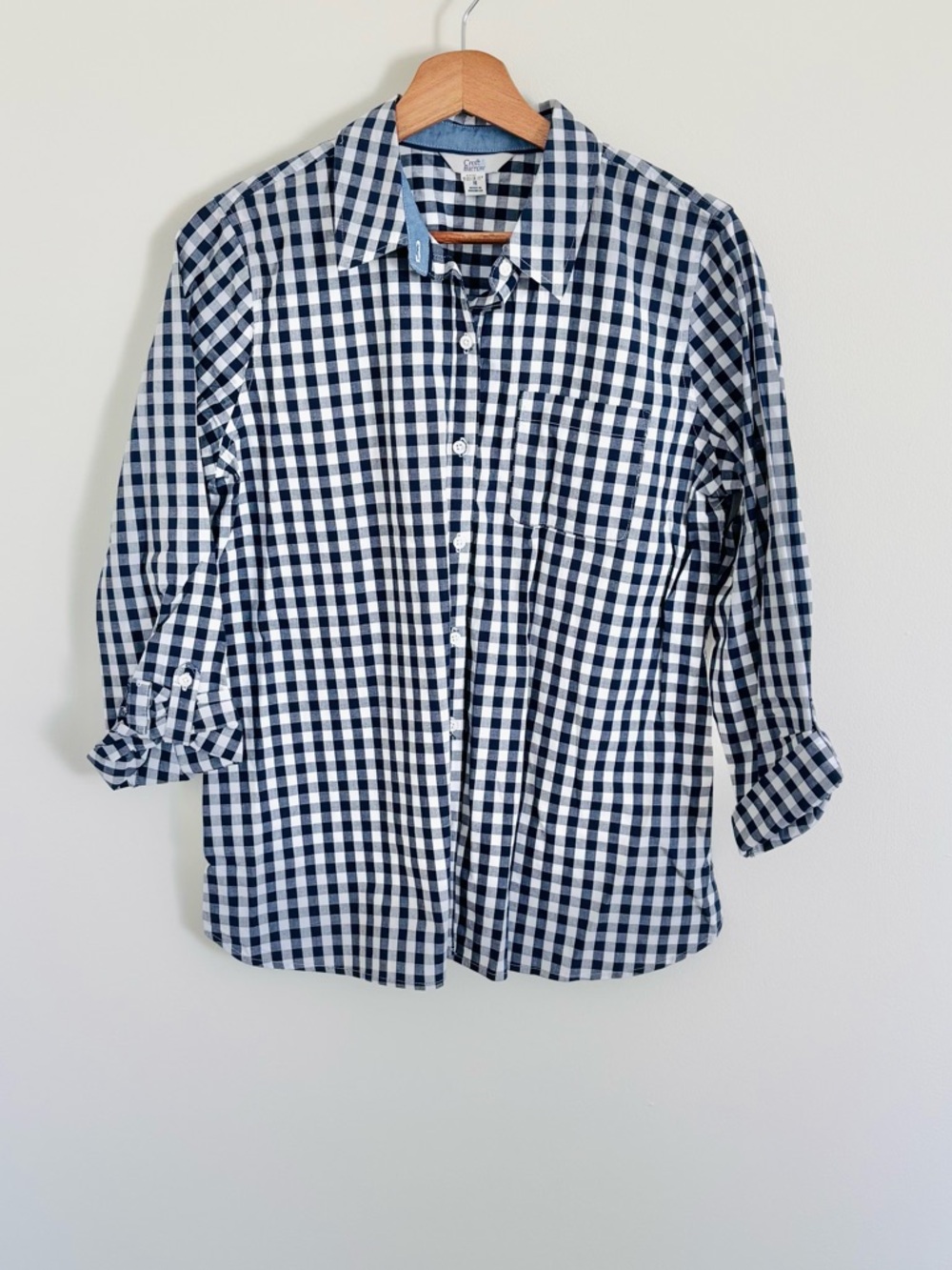 Croft & Barrow Navy & White Gingham Print Button-Down Shirt